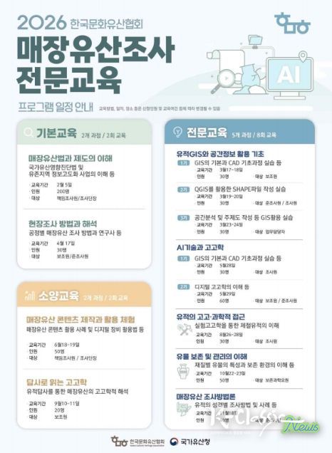 '2026 한국문화유산협회 매장유산조사 전문교육' 포스터